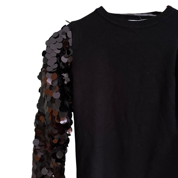 NWT Sioni Milano Women’s Small Black Sequins Bling Crew Sweater size XS - Picture 6 of 10
